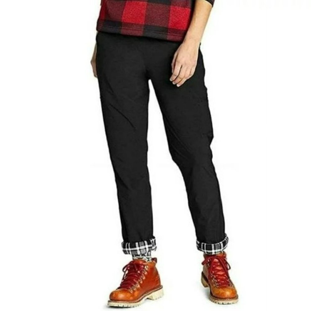 NWT Eddie Bauer Storm Repel Fleece Plaid Lined Lightweight Stretch Casual Pants